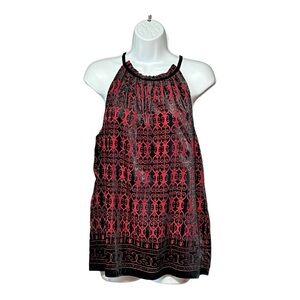 Max Studio Velvet Halter Tank Top Medium Red Black Tunic